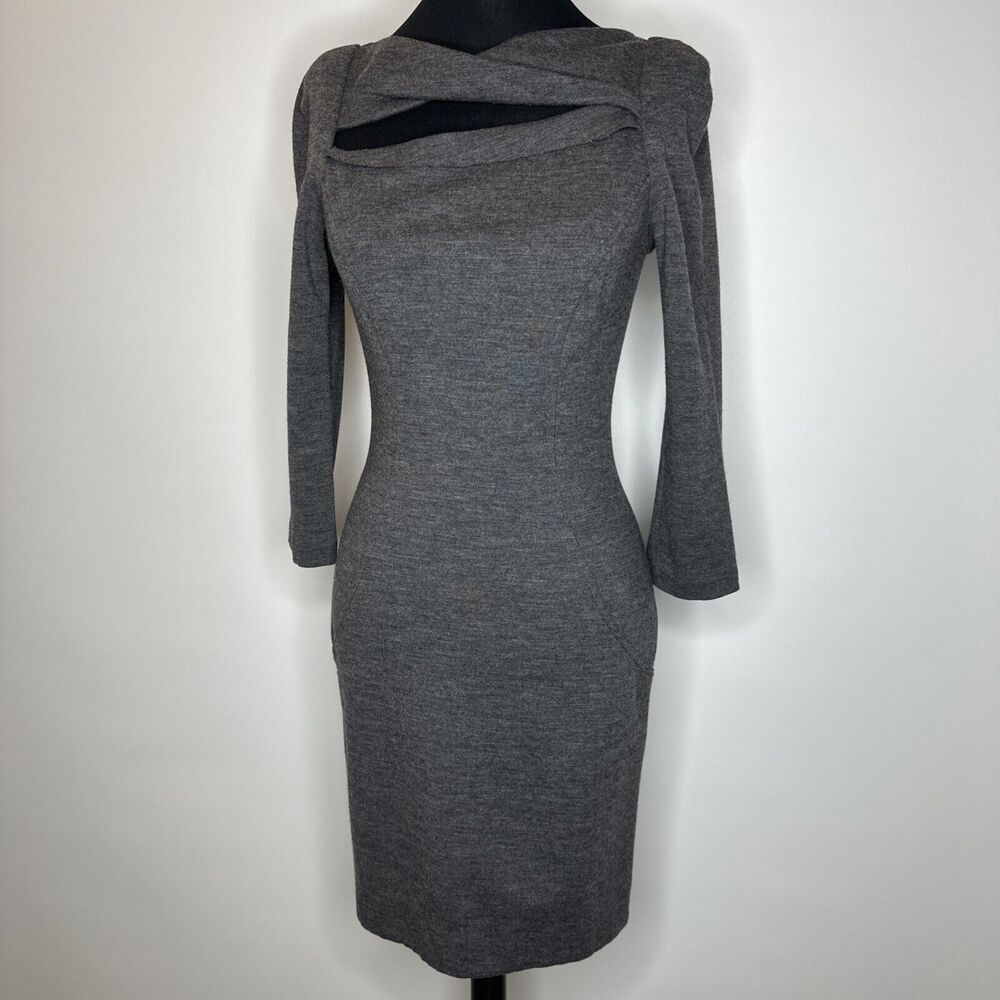 Diane Von Furstenberg Slashed Arita Mini Dress Heather Gray Womens Size XXS Work